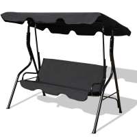 Modern 3 Seats Patio Canopy Swing Black