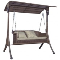 Garden patio outdoor two seats swing rattan wicker hanging  reclining hammock swing chair stand with canopy