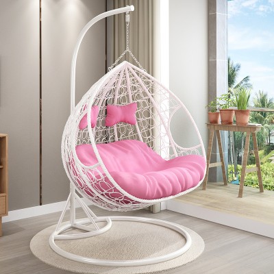 2020 Good Selling Outdoor Double Wicker White Swing Chair, Professional Manufacturer Outdoor Double Seats Bedroom Swing Chair